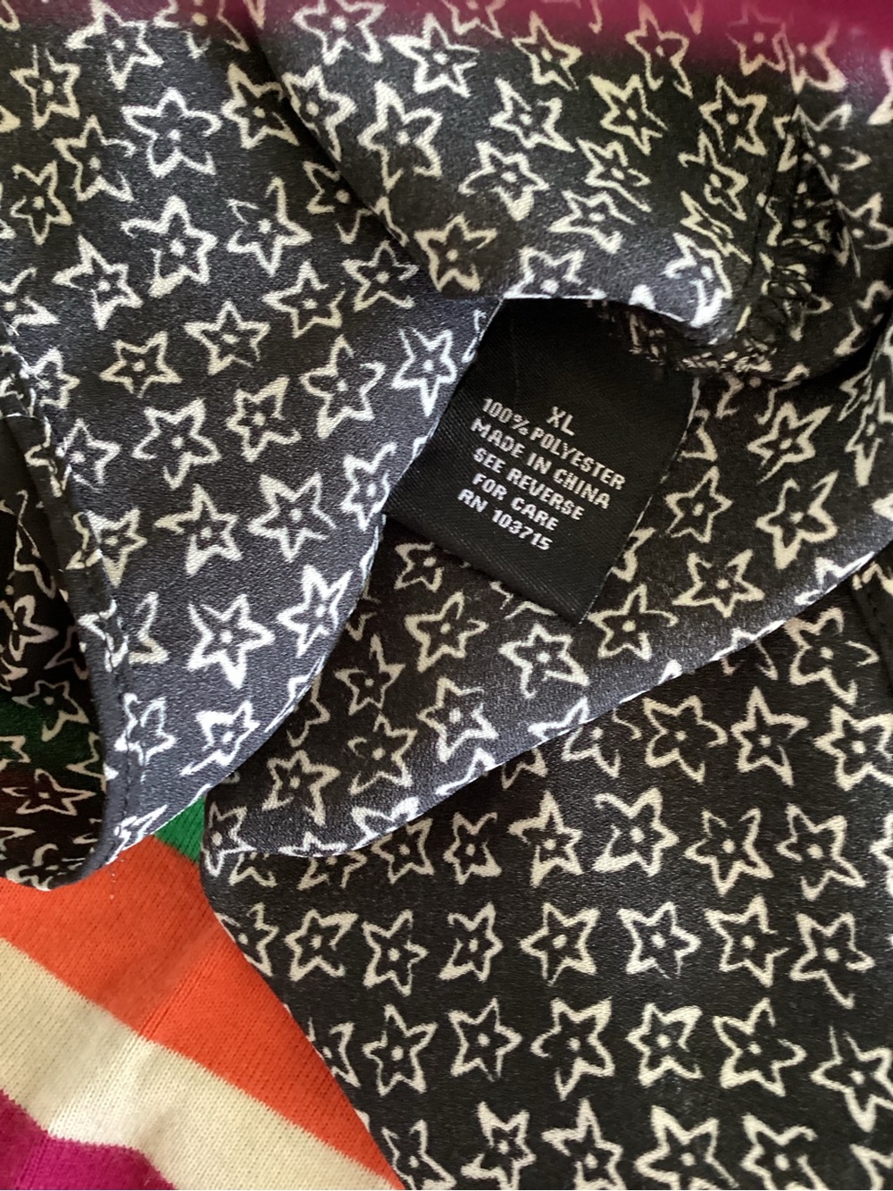 Zac & Rachel Black and White Patterned Henley Blouse XL EUC - Picture 5 of 5